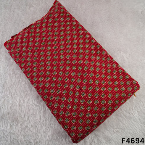 Printed Kantha Stich Cambric Cotton Fabric- F4694